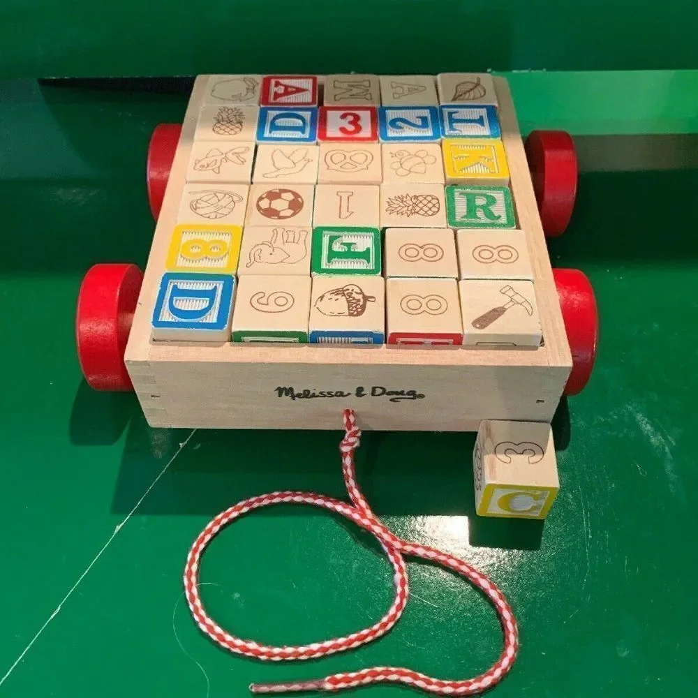 Melissa & Doug Number Letter Picture Wooden Blocks